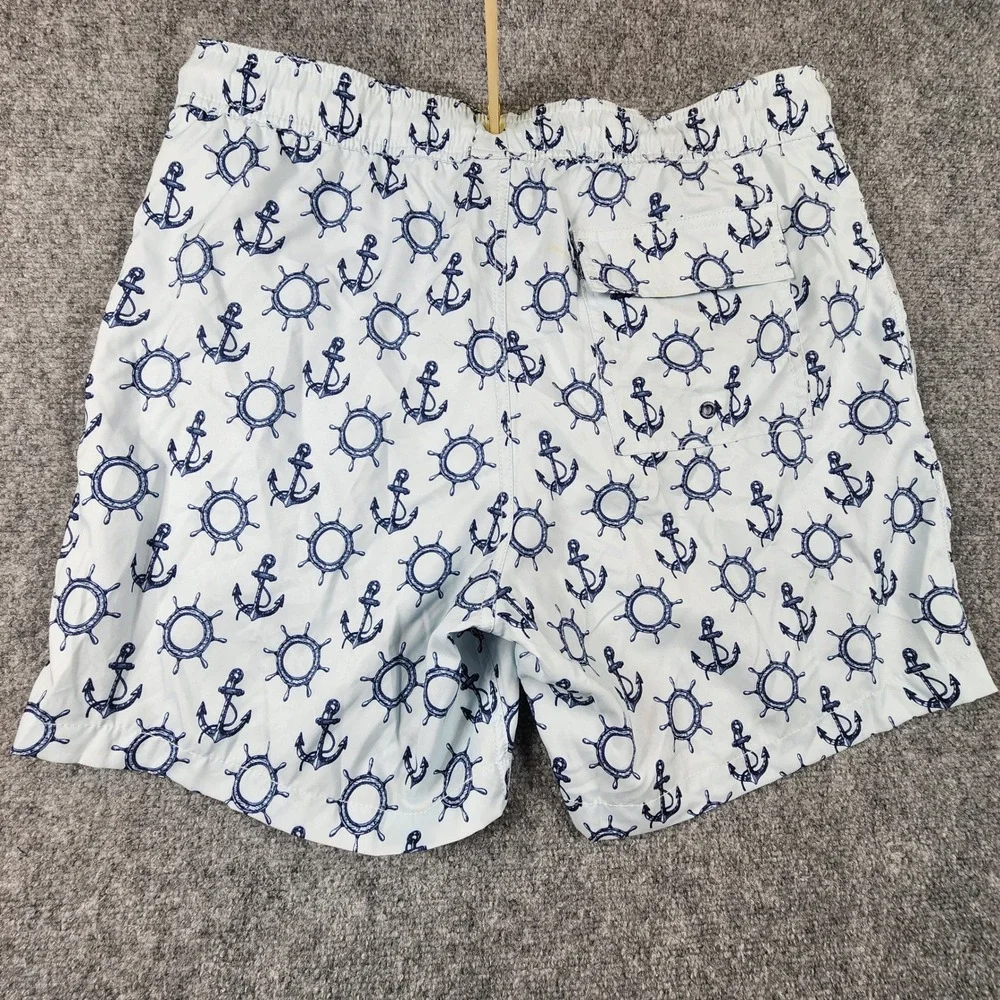 Sperry Mens Swim Trunks Blue Anchor Ship Wheel Nautical Board Shorts XL PL93120M